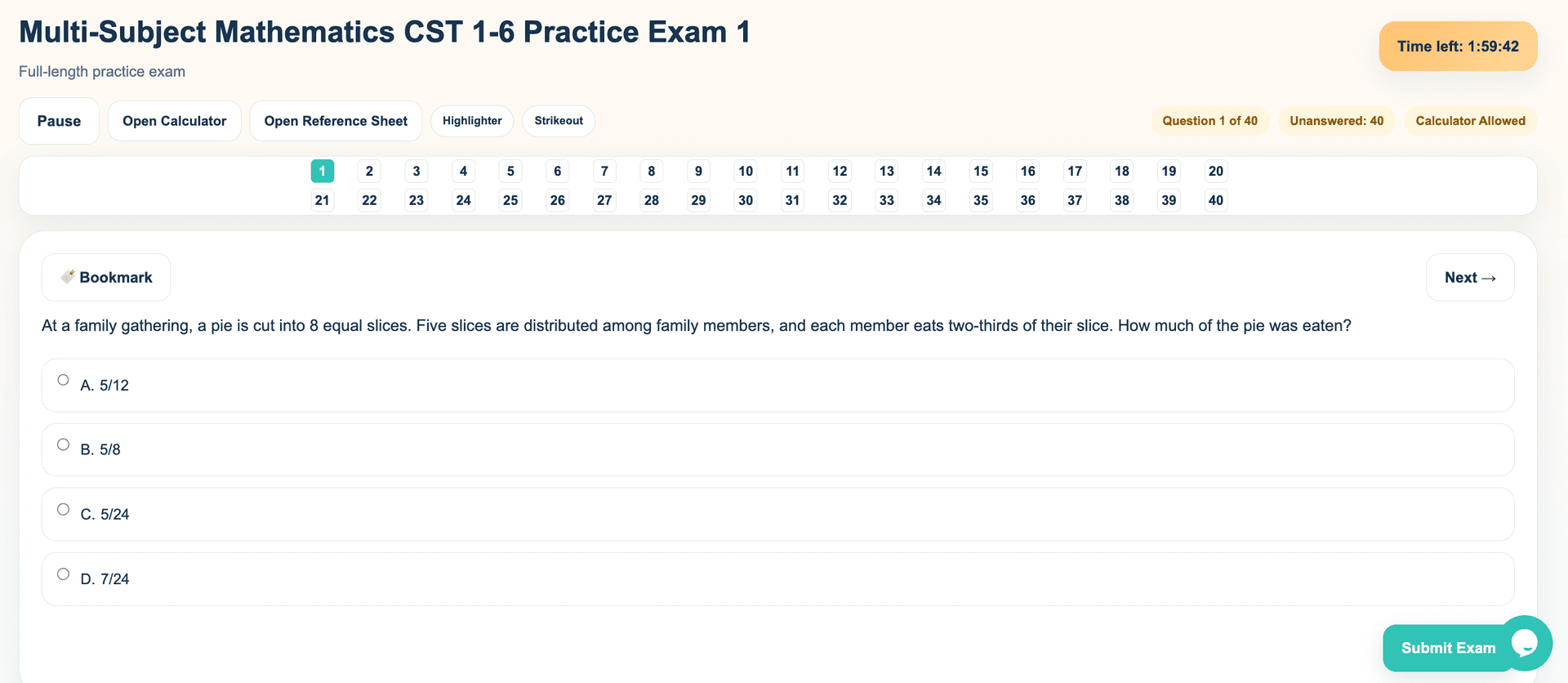 Example of taking a StudyBuddyCST practice exam